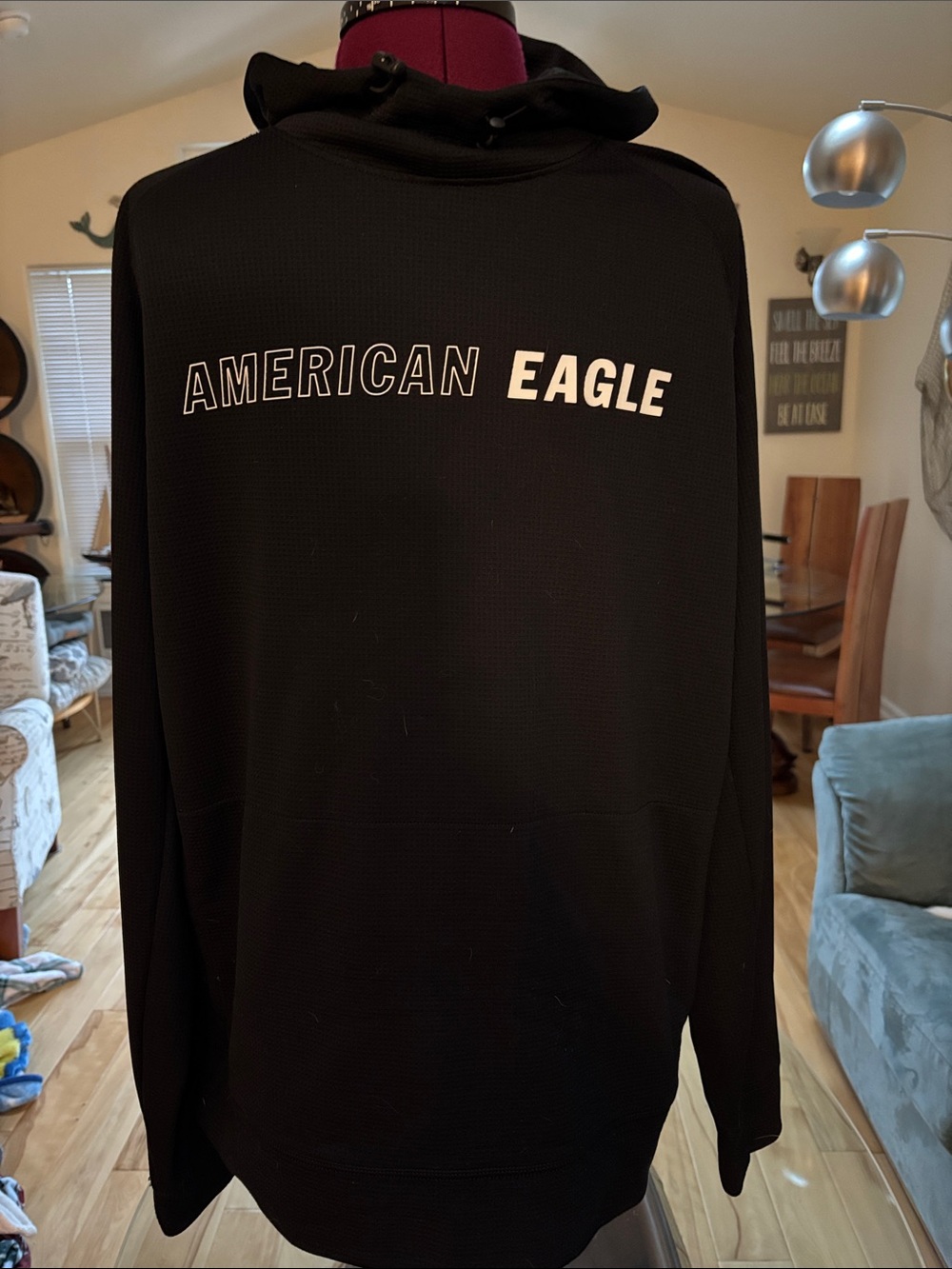 American Eagle Outfitters Black hooded Sweatshirt with White Logo